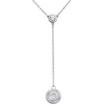 Load image into Gallery viewer, Sterling Silver Rhodium Plated Double CZ Drop Necklace