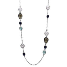 Load image into Gallery viewer, Sterling Silver Rhodium Plated Multi Shape and Color CZ  Necklace