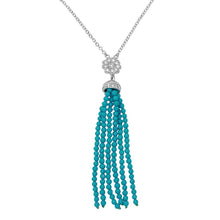 Load image into Gallery viewer, Sterling Silver Rhodium Plated Flower Centered Turquoise Beads Strands Necklace