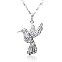 Load image into Gallery viewer, Sterling Silver Rhodium Plated CZ Mockingbird Necklace