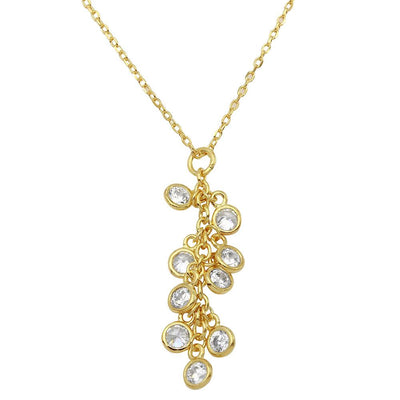 Sterling Silver Gold Plated Multi CZ Drop Necklace