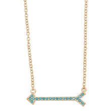 Load image into Gallery viewer, Sterling Silver Gold Arrow Necklace With Turquoise Stones���������