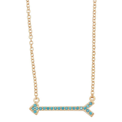Sterling Silver Gold Arrow Necklace With Turquoise Stones