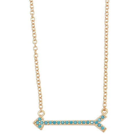Sterling Silver Gold Arrow Necklace With Turquoise Stones