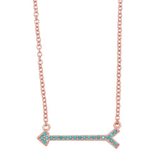 Load image into Gallery viewer, Sterling Silver Rose Gold Arrow Necklace With Turquoise Stones���������