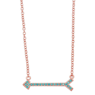 Sterling Silver Rose Gold Arrow Necklace With Turquoise Stones