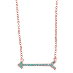 Sterling Silver Rose Gold Arrow Necklace With Turquoise Stones