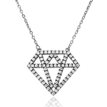 Load image into Gallery viewer, Sterling Silver Rhodium Plated Diamond Outline CZ Necklace