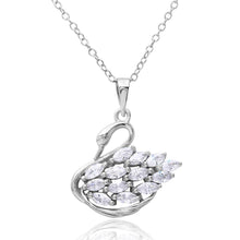Load image into Gallery viewer, Sterling Silver Rhodium Plated CZ Swan Necklace