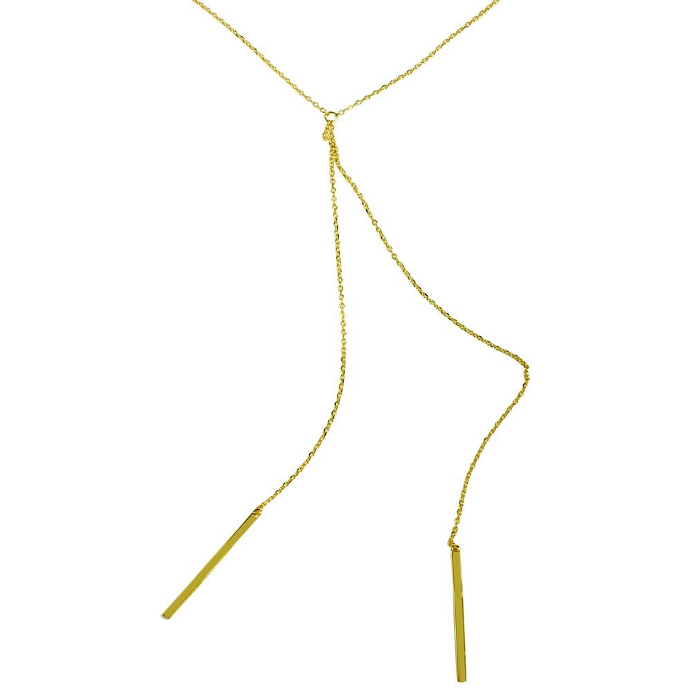 Sterling Silver Gold Plated Dangling Two Bars Necklace