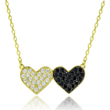 Load image into Gallery viewer, Sterling Silver Gold and Black Rhodium Plated Doubt Heart Necklace with CZ