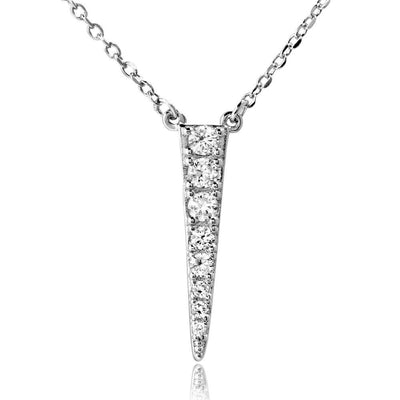 Sterling Silver Rhodium Plated Dropped Ice Pick Necklace