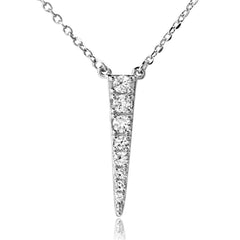 Sterling Silver Rhodium Plated Dropped Ice Pick Necklace