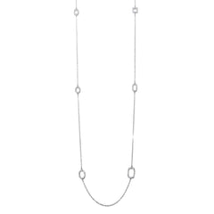 Sterling Silver Rhodium Plated Oval and Square with CZ By The Yard Necklace