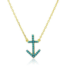 Load image into Gallery viewer, Sterling Silver Gold Plated Anchor Necklace with Turquoise Beads