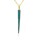 Sterling Silver Gold Plated Ice Pick Pendant with Turquoise Beads Necklace