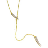 Sterling Silver Gold Plated CZ Horn Necklace with Dropped CZ Horn