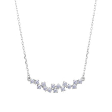 Load image into Gallery viewer, Sterling Silver Rhodium Plated Curve Necklace with CZ
