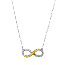 Load image into Gallery viewer, Sterling Silver 2 Toned Rhodium Gold Plated Infinity CZ Necklace���������