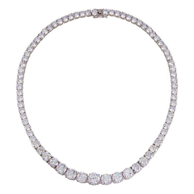 Sterling Silver Rhodium Plated CZ Necklace