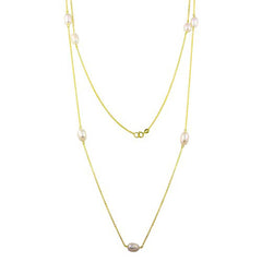 Sterling Silver Gold Plated Fresh Water Pearls Necklace