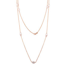 Load image into Gallery viewer, Sterling Silver Rose Gold Plated Fresh Water Pearls Necklace