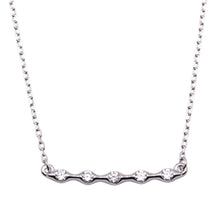 Load image into Gallery viewer, Sterling Silver Rhodium Plated 5 CZ Bar Pendant Necklace