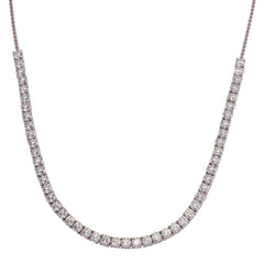 Sterling Silver Rhodium Plated Adjustable Tennis CZ Necklace