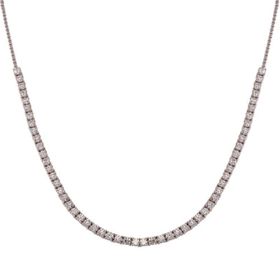 Sterling Silver Rhodium Plated Adjustable Tennis CZ Necklace