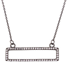 Load image into Gallery viewer, Sterling Silver Black Rhodium Plated Open Rectangle Pendant Necklace with CZ
