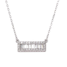 Load image into Gallery viewer, Sterling Silver Rhodium Plated Bar Pendant Necklace with .925 CZ