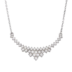 Sterling Silver Rhodium Plated Curved Pendant Necklace