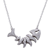 Load image into Gallery viewer, Sterling Silver Rhodum Plated Fish Skeleton Pendant Necklace