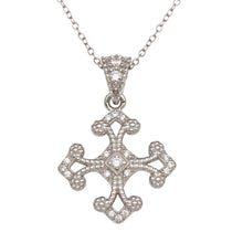 Load image into Gallery viewer, Sterling Silver Rhodium Plated CZ Cross Pendant