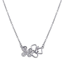 Load image into Gallery viewer, Sterling Silver Rhodium Plated Double CZ Flower Necklace