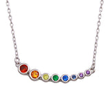 Sterling Silver Black Rhodium Plated Multi-Colored Graduated CZ Necklace