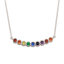 Load image into Gallery viewer, Sterling Silver Rhodium Plated Rainbow CZ Pendant Necklace