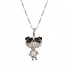 Load image into Gallery viewer, Sterling Silver Rhodium Plated Panda With CZ Pendant Necklace