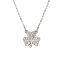 Load image into Gallery viewer, Sterling Silver Rhodium Plated Clover Necklace CZ Necklace