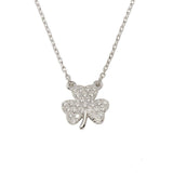 Sterling Silver Rhodium Plated Clover Necklace CZ Necklace