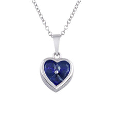 Load image into Gallery viewer, Sterling Silver Rhodium Plated Heart Blue CZ Necklace