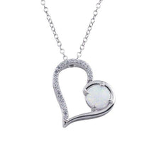 Load image into Gallery viewer, Sterling Silver Rhodium Plated Heart Synthetic Opal Pendant Necklace