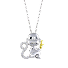 Load image into Gallery viewer, Sterling Silver 2 Toned CZ Monkey Necklace