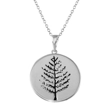 Load image into Gallery viewer, Sterling Silver Rhodium Plated Round Tree of Life Disc Necklace