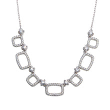 Load image into Gallery viewer, Sterling Silver Rhodium Plated 5 Open Square CZ Necklace