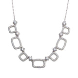 Sterling Silver Rhodium Plated 5 Open Square CZ Necklace
