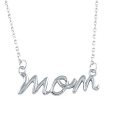 Load image into Gallery viewer, Sterling Silver Rhodium Plated Script Mom Necklace