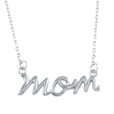 Sterling Silver Rhodium Plated Script Mom Necklace