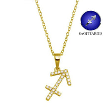 Load image into Gallery viewer, Sterling Silver Gold Plated Sagittarius CZ Zodiac Sign Necklace