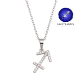 Sterling Silver Rhodium Plated Sagittarius CZ Zodiac Sign Necklace